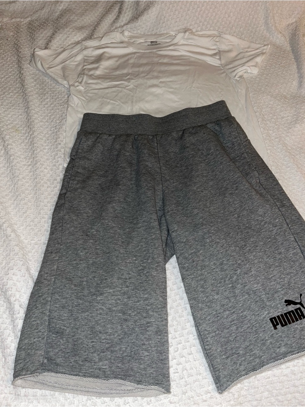 Puma Gray Kids' Athletic Shorts with Logo